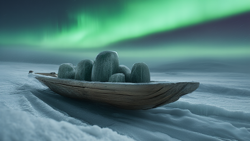 Inuit Northern Lights scene