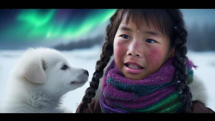 Inuit Northern Lights scene
