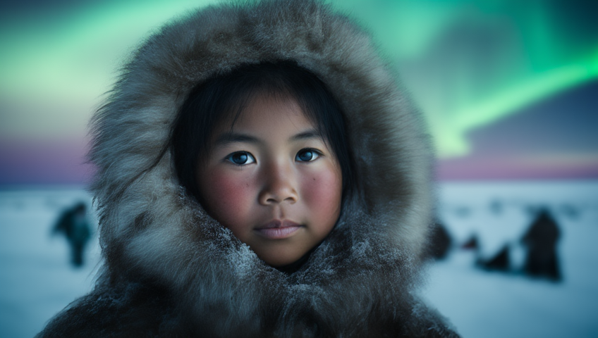 Inuit Northern Lights scene